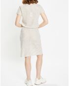 Robe longue en Coton & Lin mélangés Vanille rayée écrue