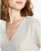 Robe longue en Coton & Lin mélangés Vanille rayée écrue