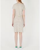 Robe longue en Coton & Lin mélangés Vanille rayée écrue