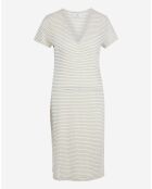 Robe longue en Coton & Lin mélangés Vanille rayée écrue