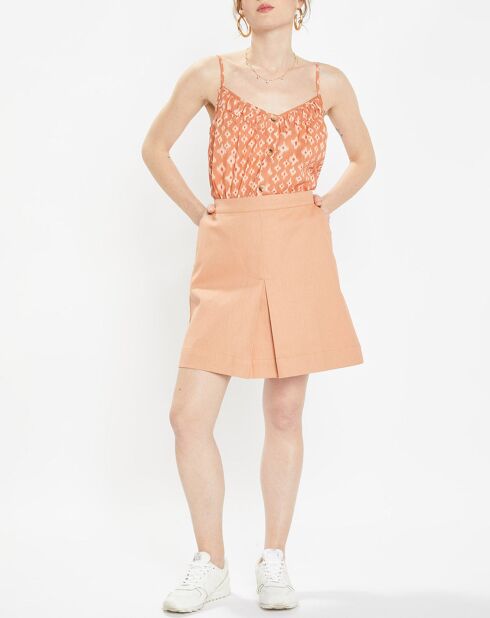 Jupe courte trapèze Cécile rose orangé