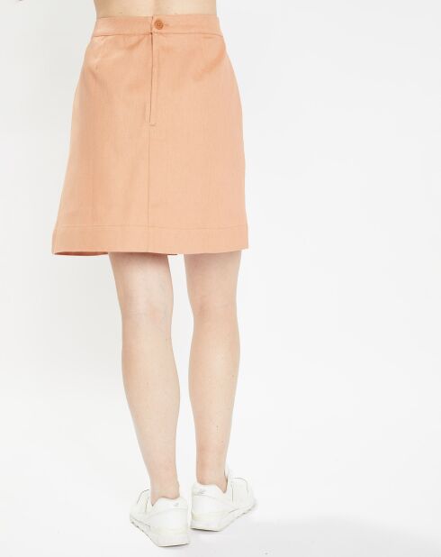 Jupe courte trapèze Cécile rose orangé