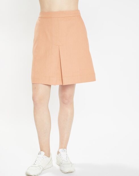 Jupe courte trapèze Cécile rose orangé