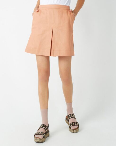 Jupe courte trapèze Cécile rose orangé