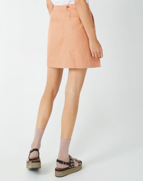 Jupe courte trapèze Cécile rose orangé