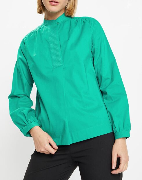 Blouse Charlotte à fronces verte