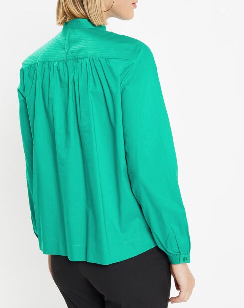 Blouse Charlotte à fronces verte