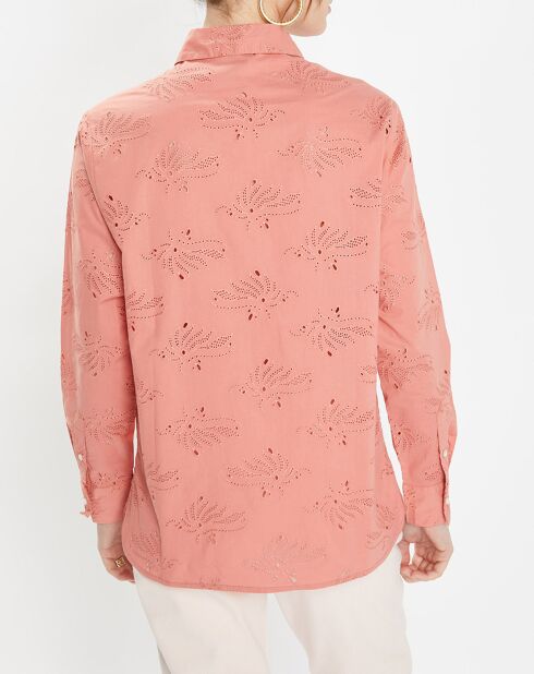 Chemise Ebrizia brodée ajourée bois de rose