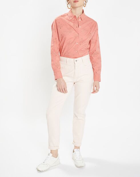 Chemise Ebrizia brodée ajourée bois de rose