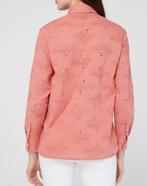 Chemise Ebrizia brodée ajourée bois de rose