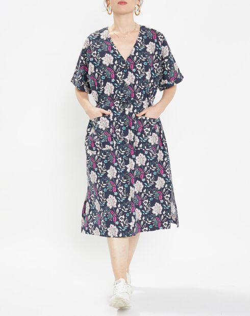 Robe Epolo imprimée bleu marine