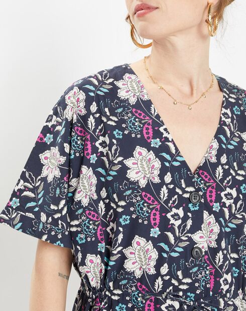 Robe Epolo imprimée bleu marine