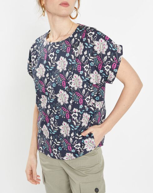 Top Eole imprimé bleu marine