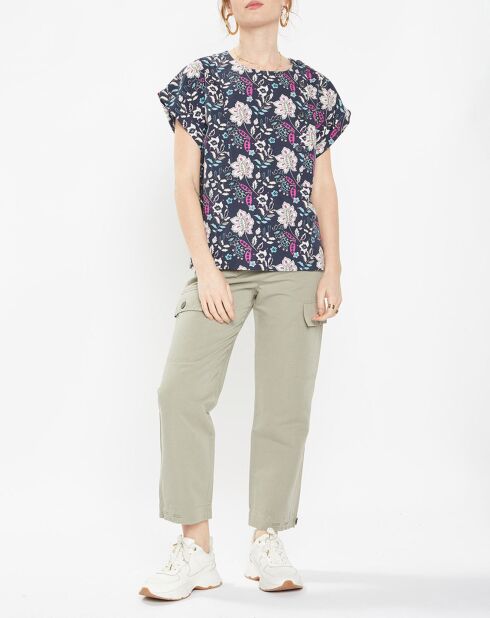 Top Eole imprimé bleu marine