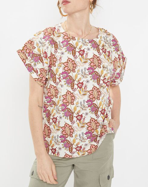 Top Eole imprimé écru/multicolore