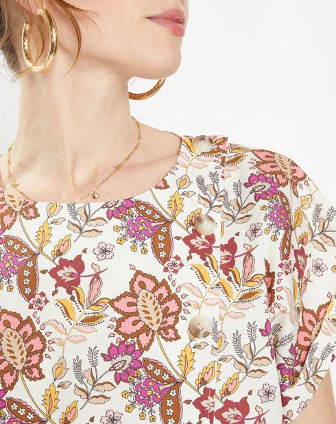 Top Eole imprimé écru/multicolore