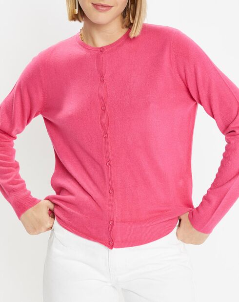 Cardigan en Maille fine Fanny rose