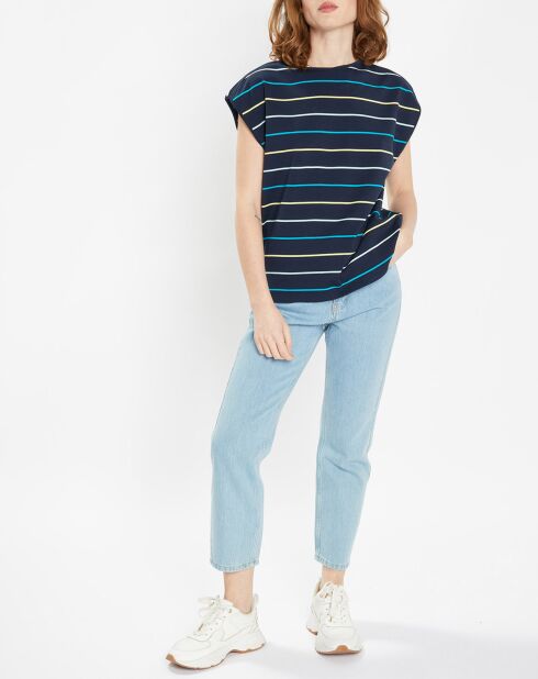 T-Shirt en Coton Fidela à rayures  bleu marine