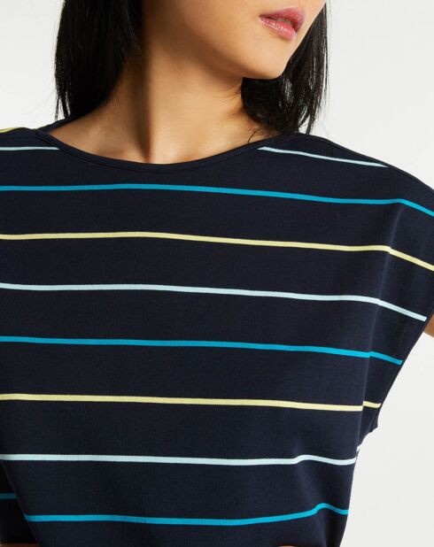 T-Shirt en Coton Fidela à rayures  bleu marine