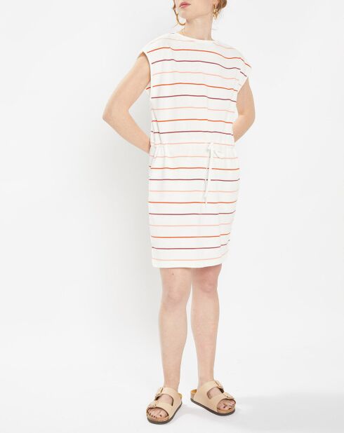 Kurzes Marinière-Kleid aus Baumwolle in Ecru