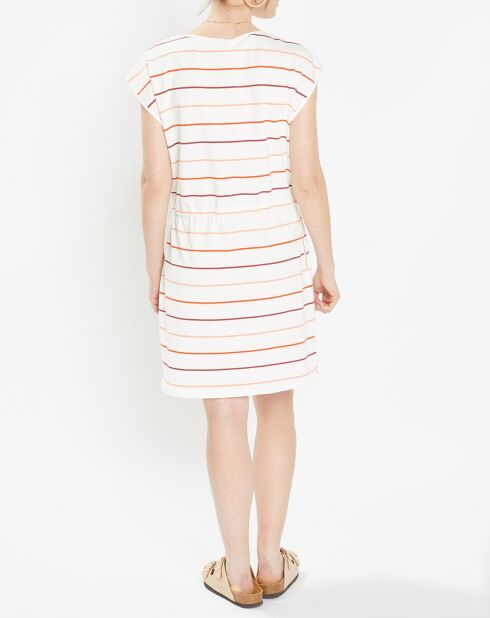 Kurzes Marinière-Kleid aus Baumwolle in Ecru