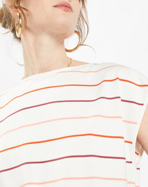 Kurzes Marinière-Kleid aus Baumwolle in Ecru