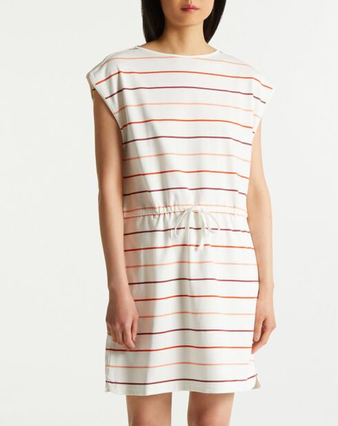 Kurzes Marinière-Kleid aus Baumwolle in Ecru