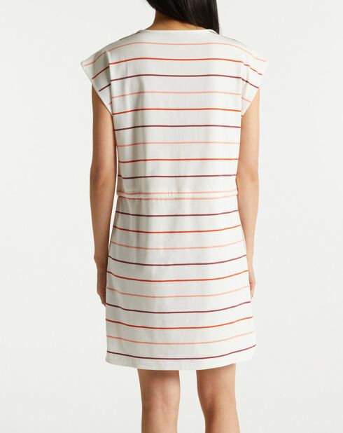 Kurzes Marinière-Kleid aus Baumwolle in Ecru