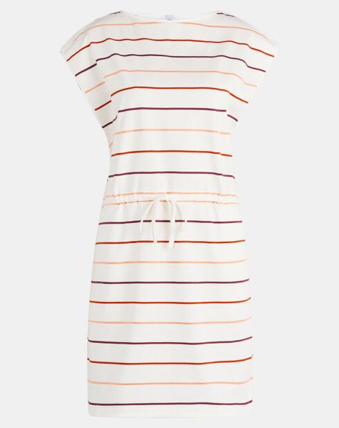 Kurzes Marinière-Kleid aus Baumwolle in Ecru