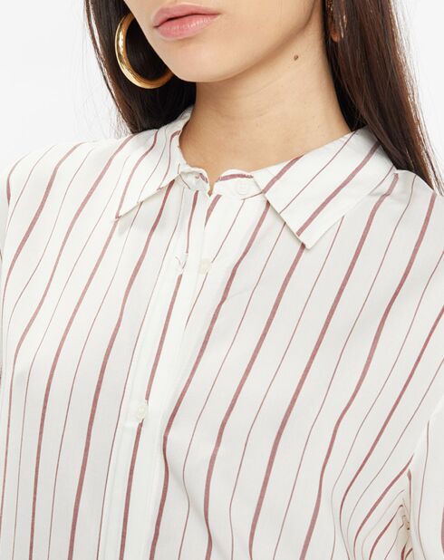 Chemise fluide Gladys à rayures écru/rouge
