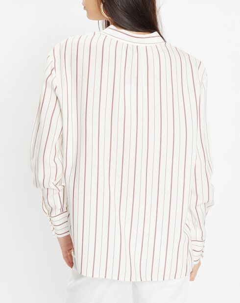 Chemise fluide Gladys à rayures écru/rouge