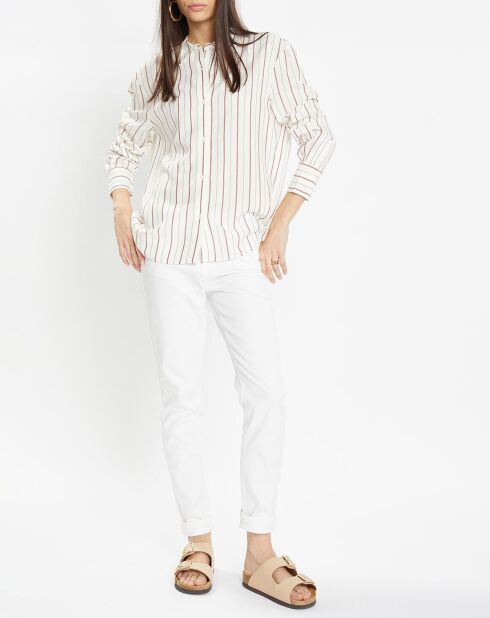 Chemise fluide Gladys à rayures écru/rouge