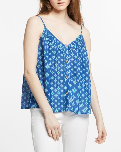 Tapa fluida estampada en azul y blanco