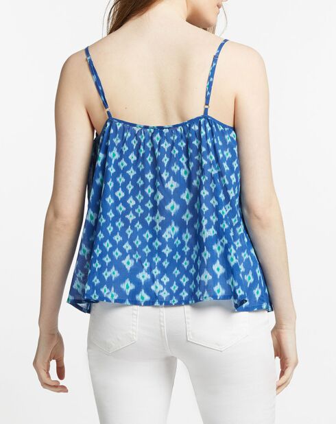 Tapa fluida estampada en azul y blanco