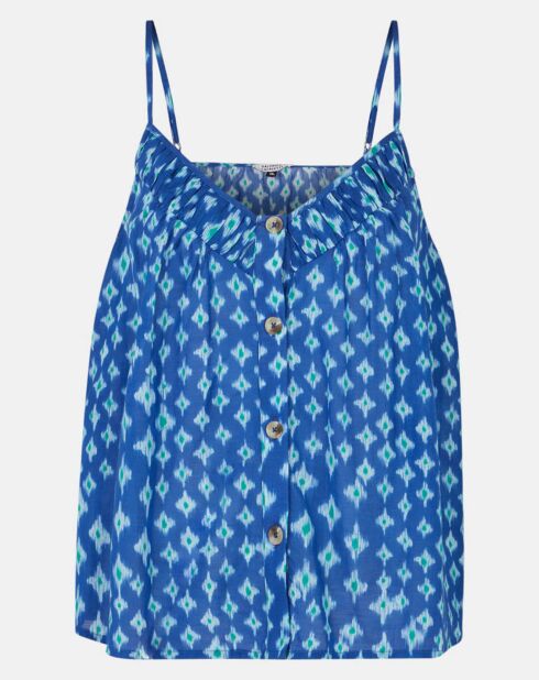 Tapa fluida estampada en azul y blanco