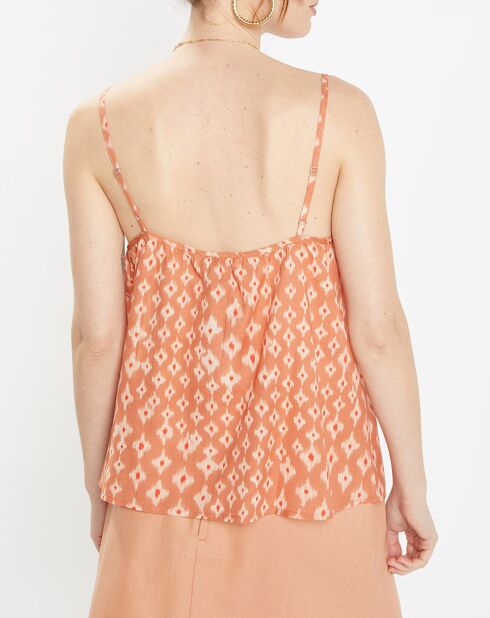 Top fluide imprimé orange/blanc