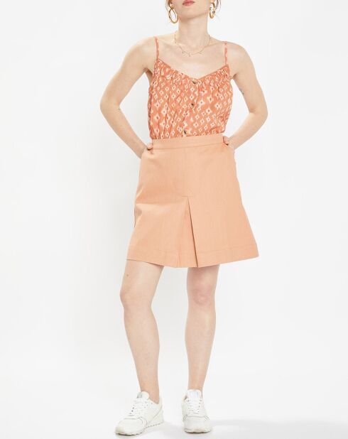 Top fluide imprimé orange/blanc