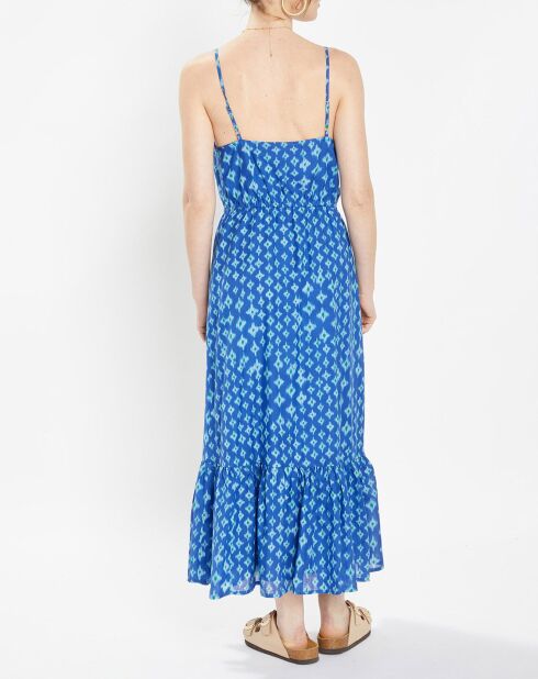 Robe longue et fluide imprimé bleue