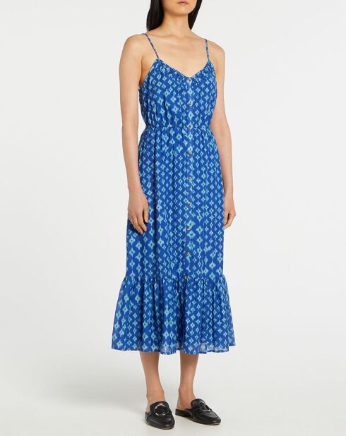 Robe longue et fluide imprimé bleue