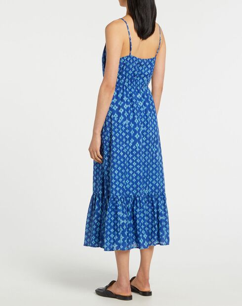 Robe longue et fluide imprimé bleue