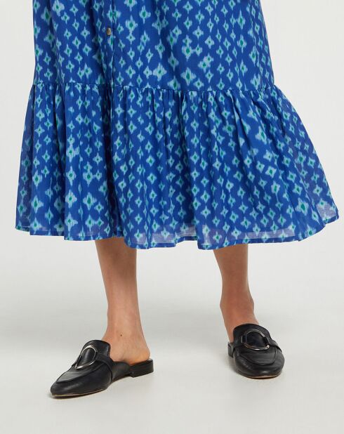 Robe longue et fluide imprimé bleue