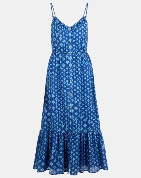 Robe longue et fluide imprimé bleue