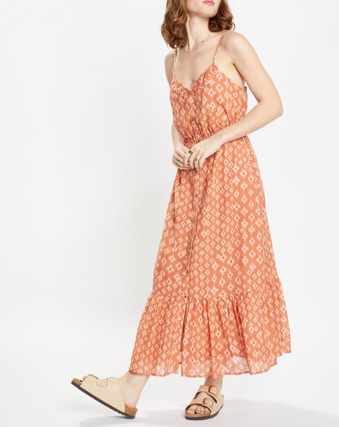 Robe longue et fluide imprimé orange