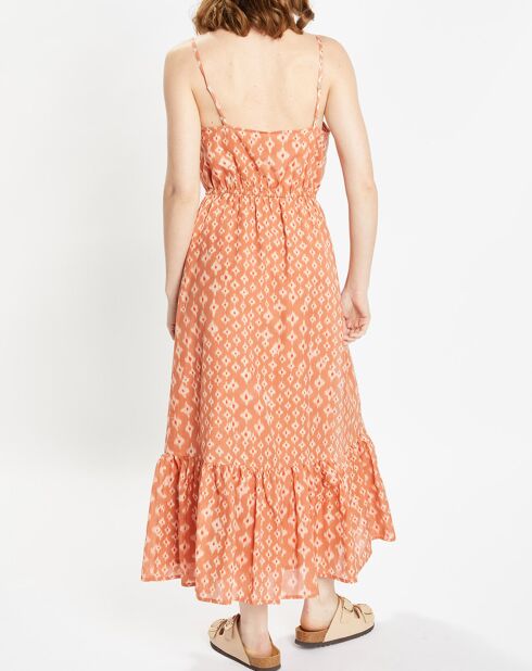 Robe longue et fluide imprimé orange