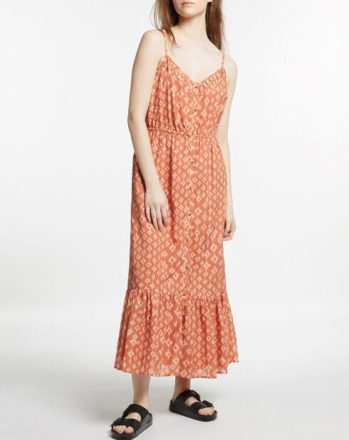 Robe longue et fluide imprimé orange