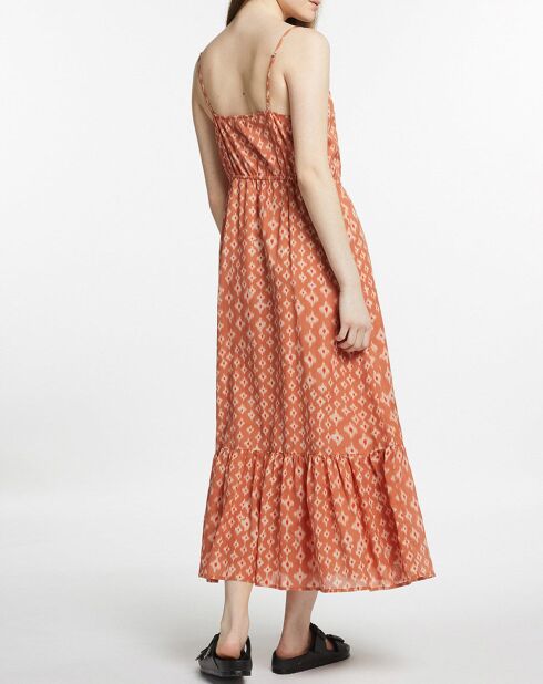 Robe longue et fluide imprimé orange