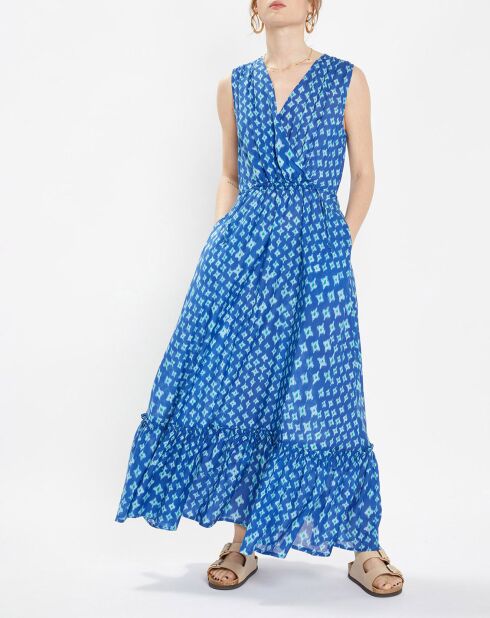 Robe maxi Gloria imprimé bleue