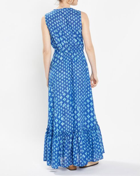 Robe maxi Gloria imprimé bleue