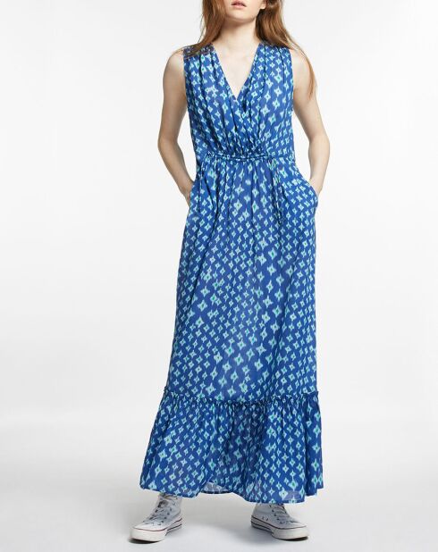 Robe maxi Gloria imprimé bleue