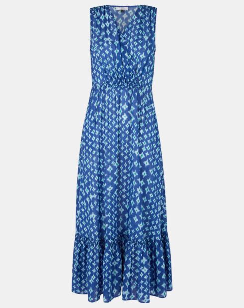 Robe maxi Gloria imprimé bleue